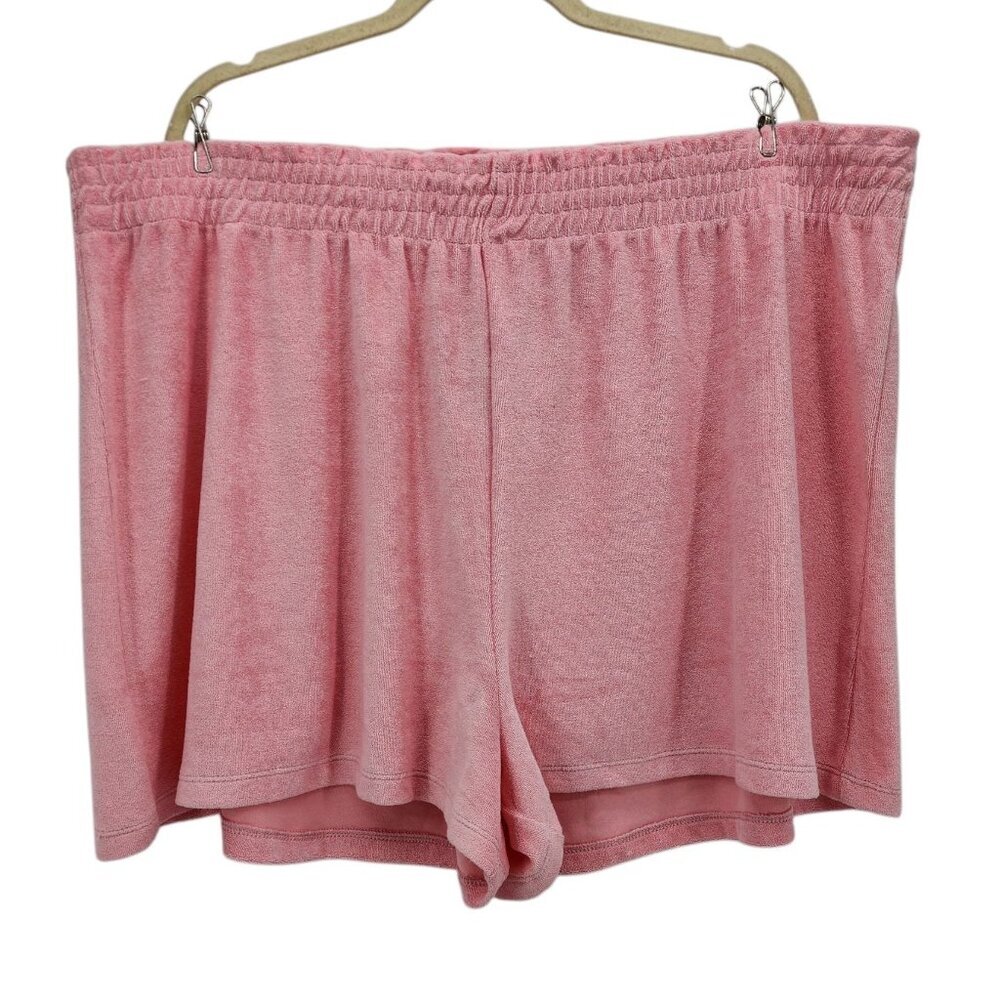 New H&M Womens XXL Shorts Terry Cloth Pink Pull On Cotton Blend Lounge Casual